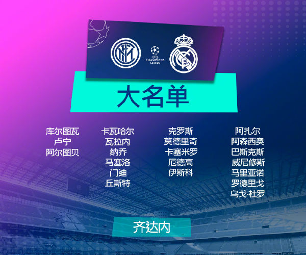 皇家马德里vs<a href=/football/intermilan/ target=_blank class=infotextkey>国际米兰</a>大名单出炉