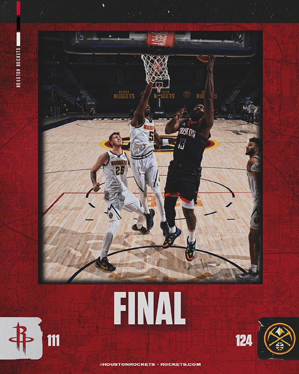 <a href=/basketball/rockets/ target=_blank class=infotextkey>火箭</a>111-124不敌<a href=/basketball/nuggets/ target=_blank class=infotextkey>掘金</a>